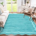 thumbnail image 5 of FairOnly 8'x10'Scalloped Border Minimalist Texture Machine Washable Area Rug Ultra Thin Low Pile Pet Friendly Rug for Modern Living Room Bedroom Kitchen,Blue Green, 5 of 7
