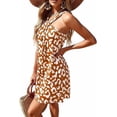 thumbnail image 4 of PRETTYGARDEN Womens Summer Halter Mini Dress Sleeveless Boho Floral Short Sundress Casual Flowy Beach Dresses, 4 of 10