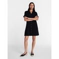 thumbnail image 3 of Time and Tru Women's Linen Blend Pleated Mini Shirtdress with Short Sleeves, Sizes XS-XXXL, 3 of 6