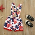 thumbnail image 6 of OAVQHLG3B Baby Girls 4th-of-July Romper Stars Love Heart Suspender American Flag Shorts Set, 6 of 9