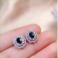 thumbnail image 3 of 2Ct Oval Cut Lab Created Sapphire Double Halo Flower Stud Earrings 14K White Gold Plated Silver, 3 of 4