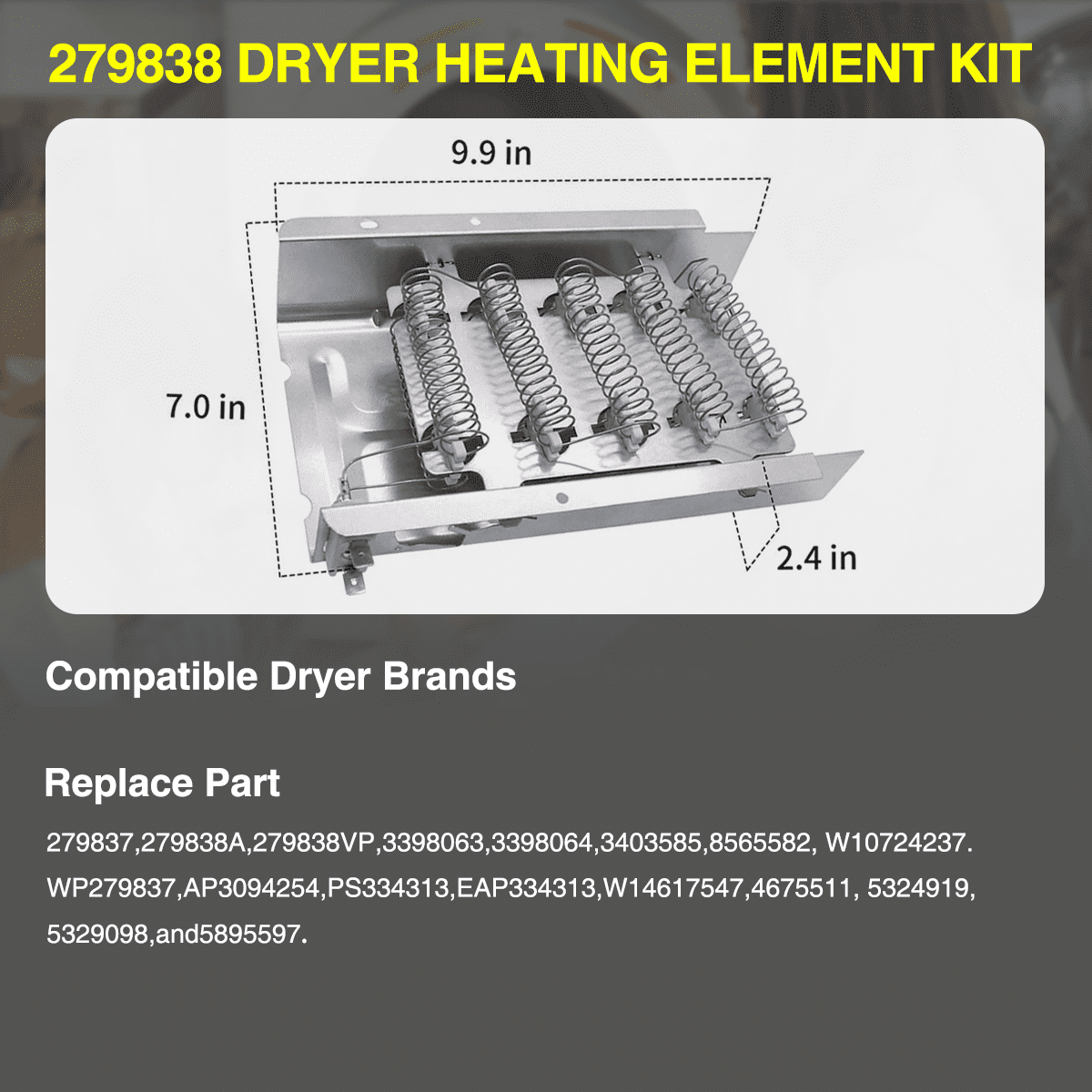 Updated 𝟮𝟬𝟮𝟱 Dryer Heating Element Kit - for MEDC215EW1 MEDX655DW1 MEDC200XW MEDC465HW0 MEDC400VW0 Roper RED4516FW0 RED4640YQ1 RED4440VQ1 RED4640YQ1 EED4400WQ0  110 Dryer