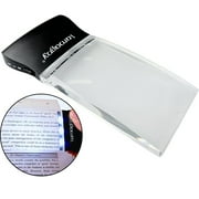 LUMAGNY Rectangular 2X Magnifier Ultra-Bright LED Lights 4" x 2.25" Portable Design Acrylic Lens Includes Batteries & Protective Pouch