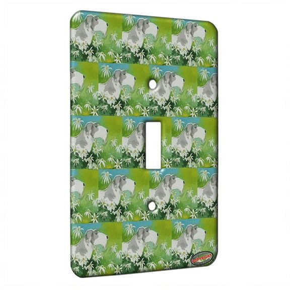 KuzmarK™ Single Gang Toggle Switch Wall Plate - Sealyham Terrier with Daisies Dog Modern Art by Denise Every