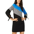 thumbnail image 2 of ALFANI $89 Womens New Blue Printed Tie Crew Neck Long Sleeve Shift Dress 14 B+B, 2 of 3