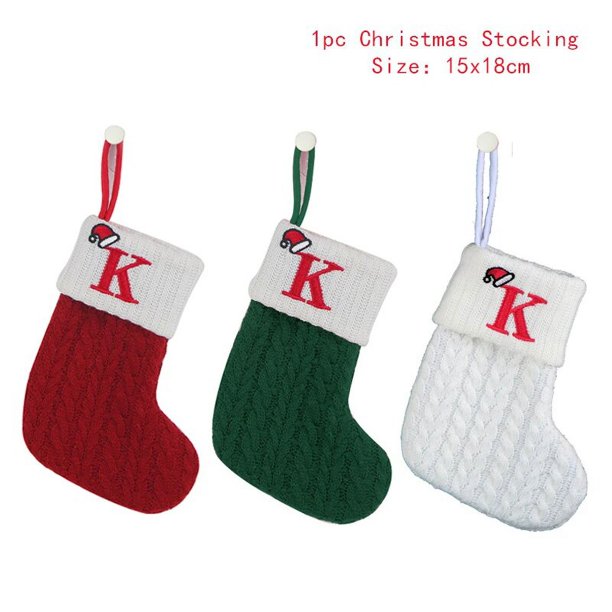 Calcetines de punto con letras de copo de nieve, calcetín navideño para el hogar, adorno de árbol de Navidad, bolsa de regalo, 2023