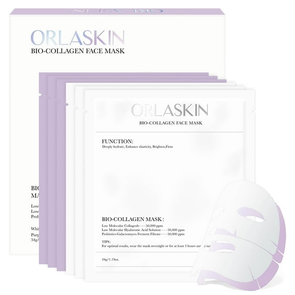 Deep Collagen Real Mask 34g*6ea, Facial Hydrogel Masks , Hydrating Overnight Mask for Moisturizing
