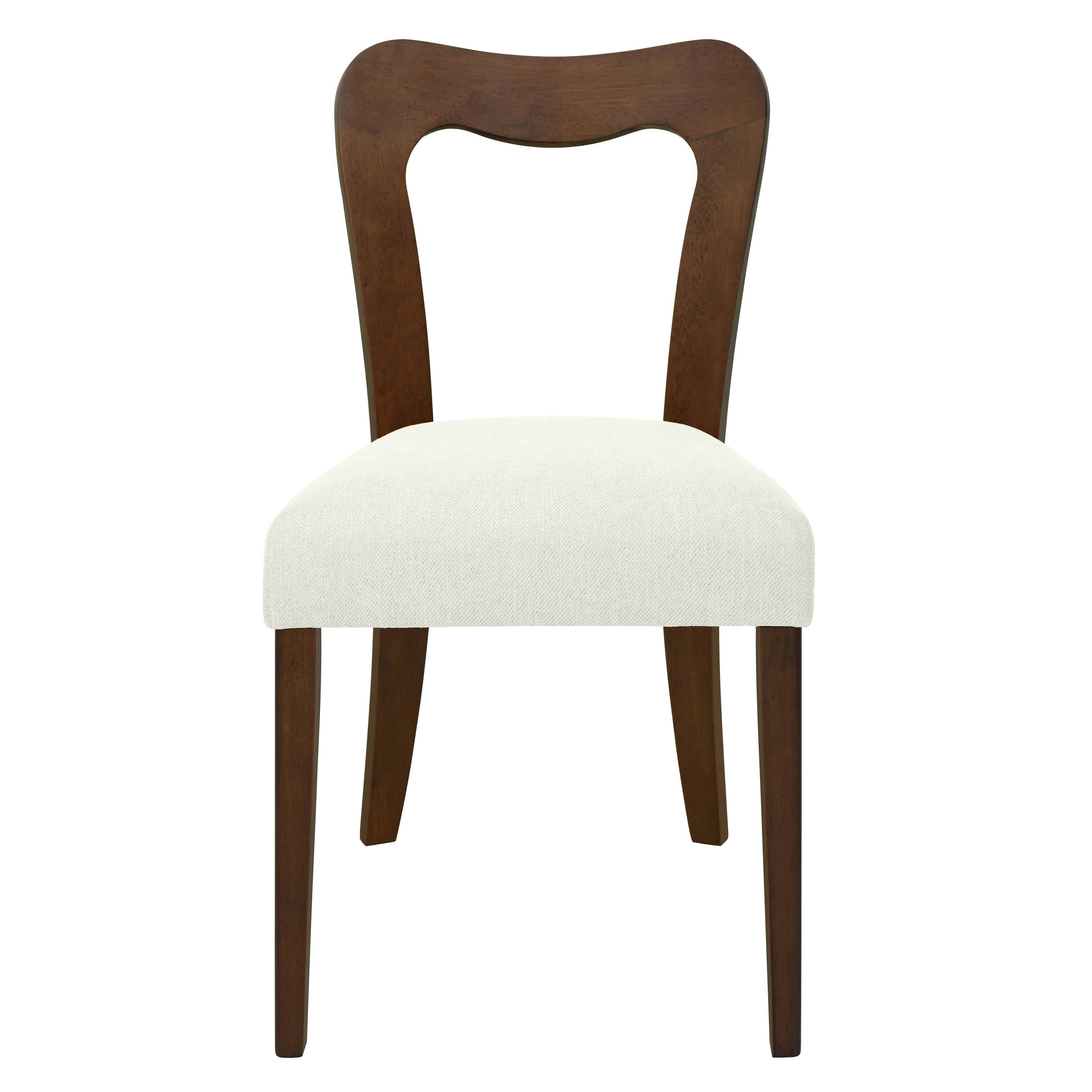 Euroco Mid-Century Dining Chairs Set of 2, Upholstered Kitchen Side Chairs Accent Chairs with Wooden Legs for Living Room,Beige & Walnut