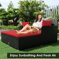 thumbnail image 4 of Costway Outdoor Patio Rattan Daybed Thick Pillows Cushioned Sofa Furniture Red, 4 of 12