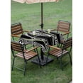 thumbnail image 4 of Outdoor Tablecloths with Umbrella Hole & Zipper, Sage Green Black Stripes 54x54 Inch Square Tablecloths, Grey Abstract Gradient Striped Waterproof Table Cloth, Patio/Pool/Picnic Table Covers, 4 of 8