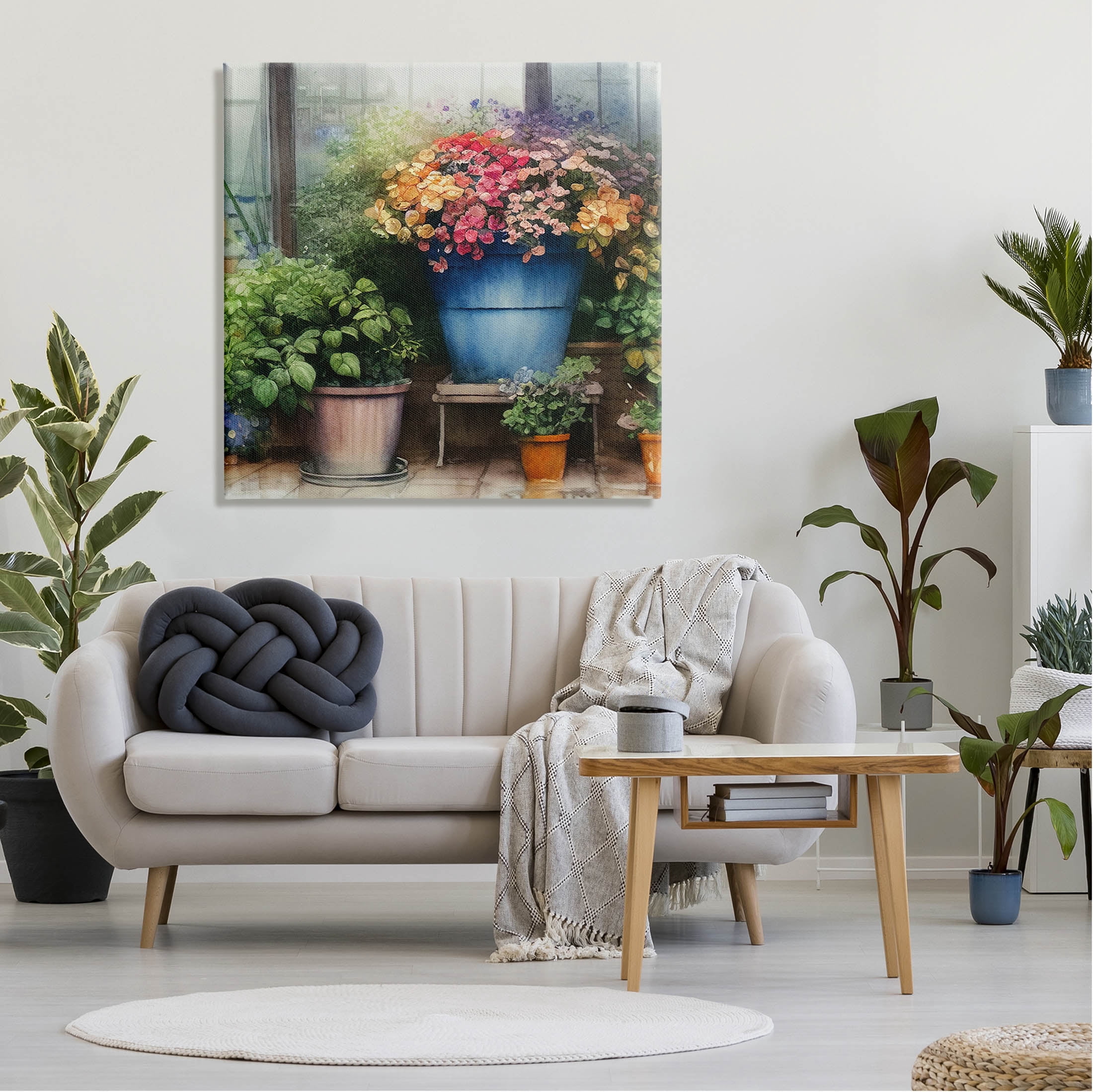 Blooming Flowers Vivid Garden Botanical & Floral Painting Gallery Wrapped Canvas Print Wall Art