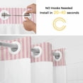 thumbnail image 5 of Pink Striped No Hook Shower Curtain Waterproof, Bathroom Curtains with Snap in Liners and See Through Top Window, Modern Simple Farmhouse Beige Vintage Hotel Style Bathtub Curtains Shower 72"Wx78"L, 5 of 8
