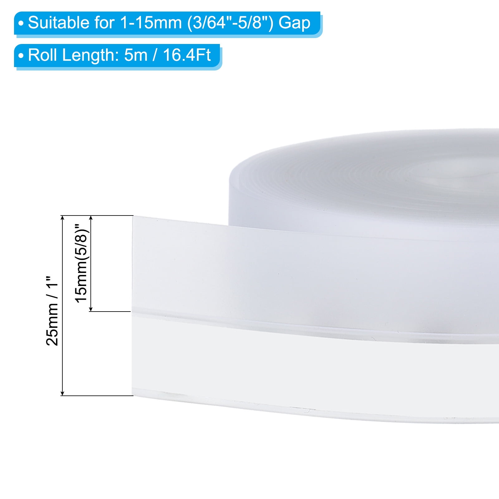 Unique Bargains Silicone Self-Adhesive Dustproof Waterproof Weather Stripping Clear 25mm