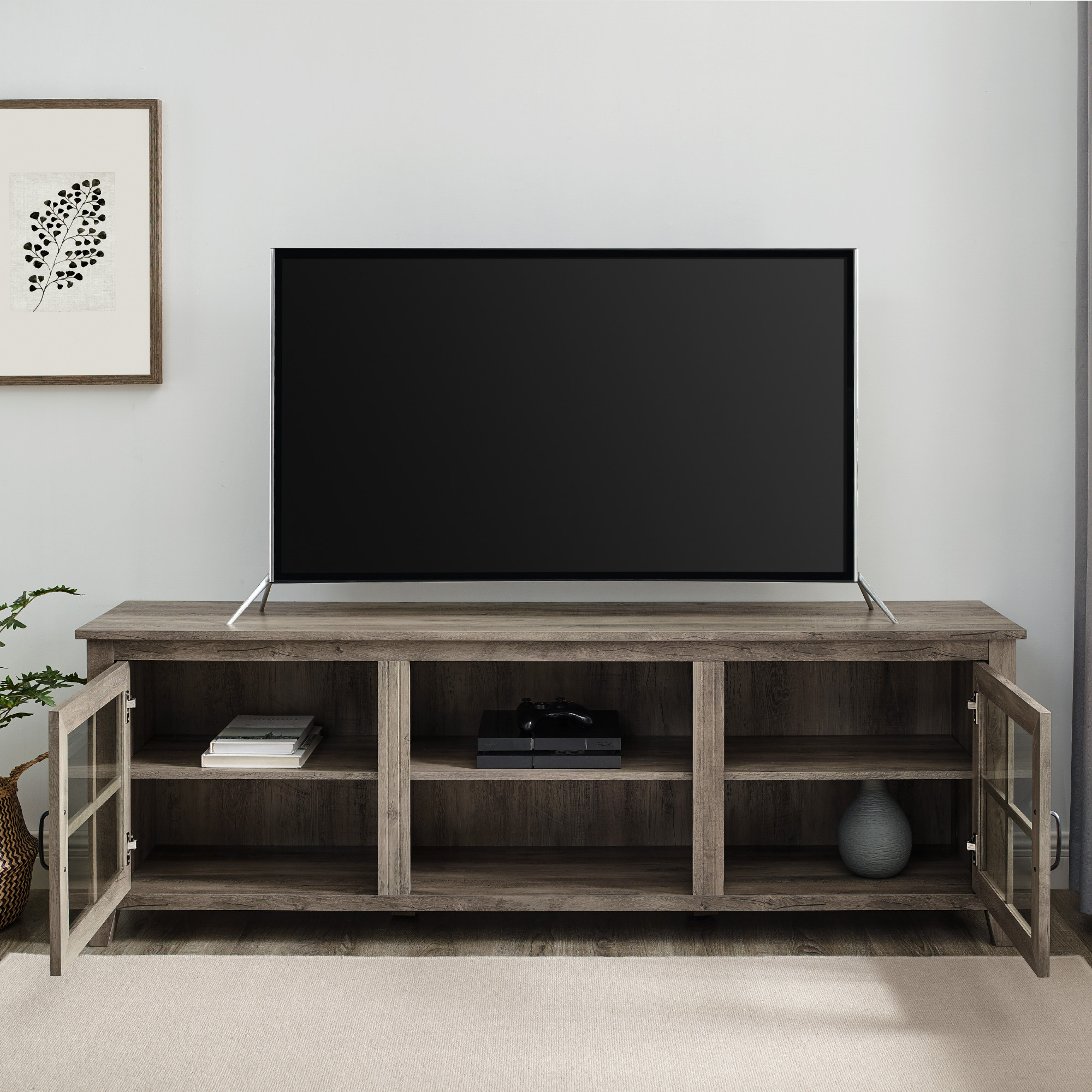 Walker Edison Modern Farmhouse TV Stand for TVs up to 80", Grey Wash - image 4 of 14