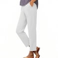 thumbnail image 4 of Nestiefly Women's Golf Pants with Pockets Casual Straight Leg High Waisted Sweatpants Lounge Beach Vacation Travel Pants with Pockets White S, 4 of 7