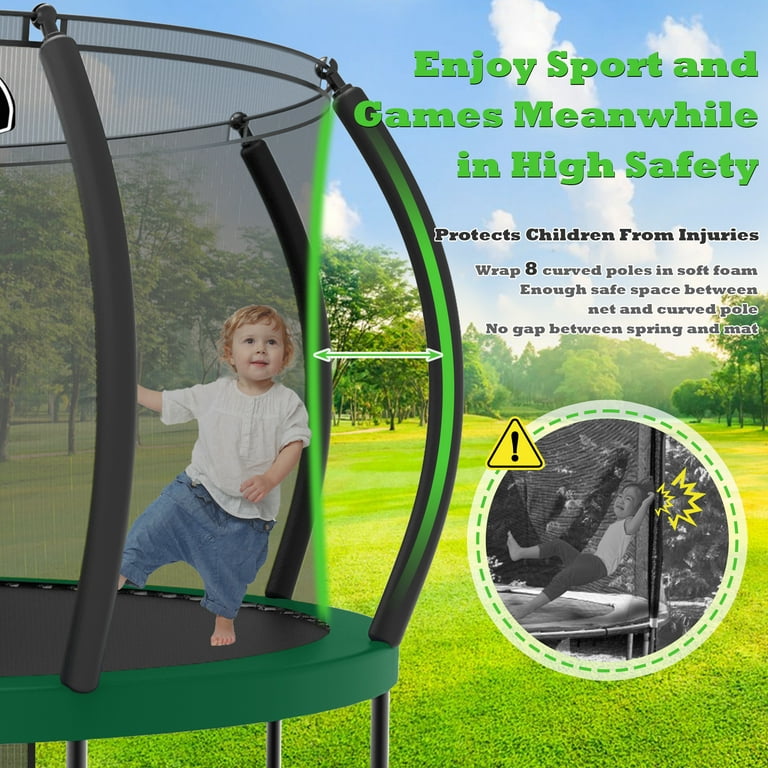 Trampoline 14FT 15FT 16FT Pumpkin Shape Trampoline, 1500LBS Trampoline with  Enclosure, Basketball Hoop, Shoe Bag, Approval, Outdoor Trampoline for Kids  Adults Family Happy Time, Green 