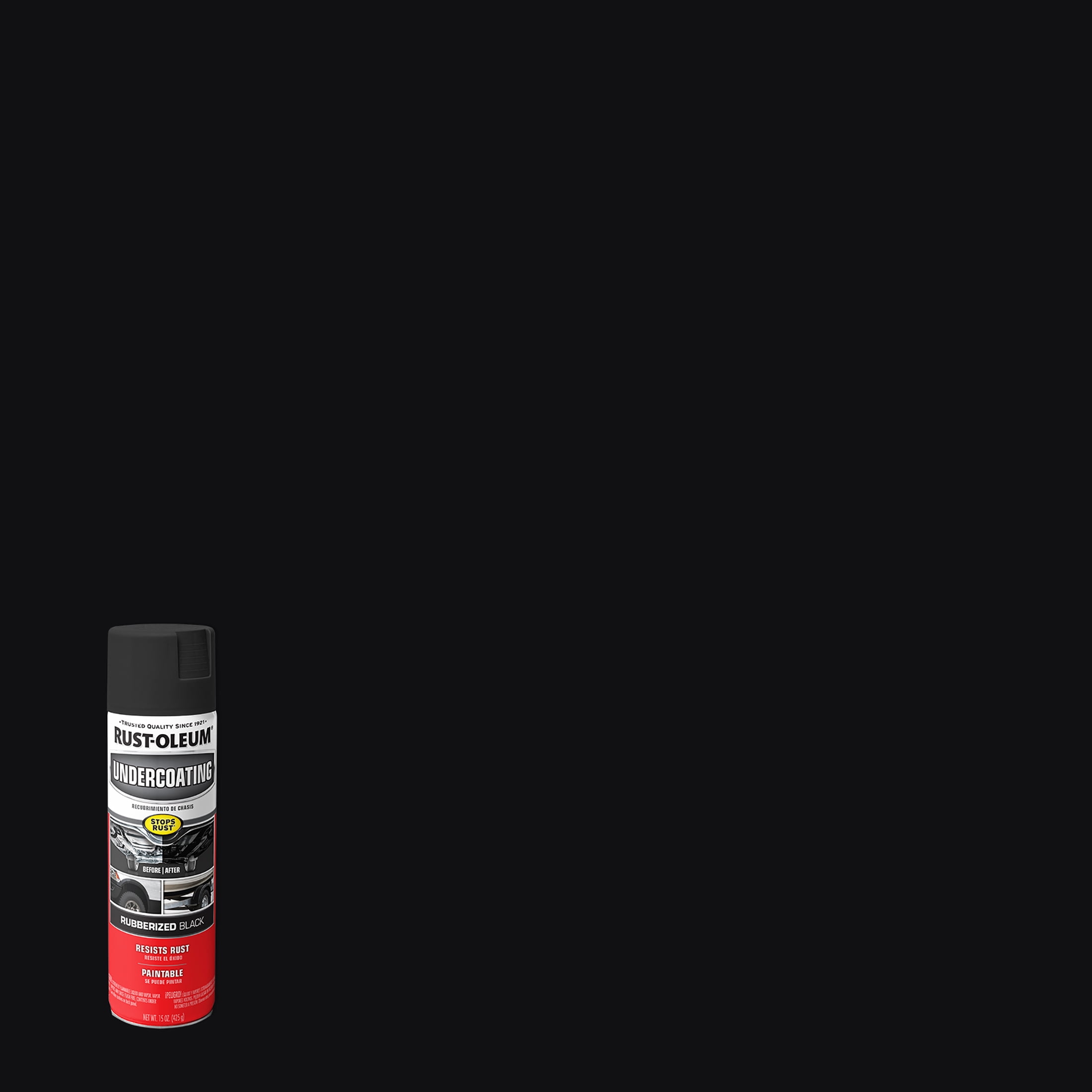 Black, Rust-Oleum Rubberized Undercoating Spray Paint-248657, 15 oz