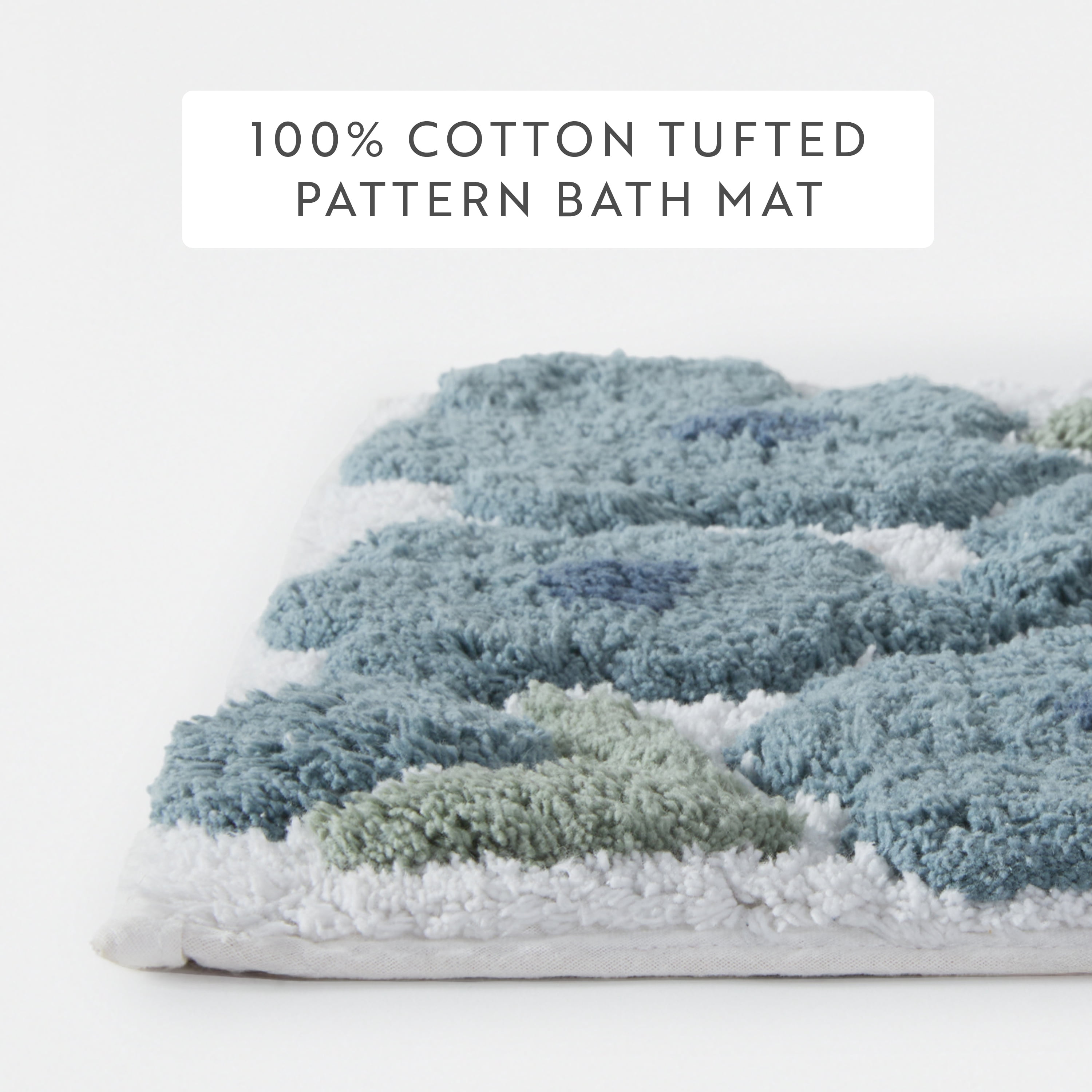 100% Cotton Floral Patterned Bath Mat by Comfort Canopy, Light Blue Blossoms, 24" x 17"