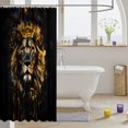 thumbnail image 3 of Manfei Western Lion Shower Curtain 72Wx84L, Watercolor Animal Bathroom Shower Curtain, Black Brown, 3 of 5