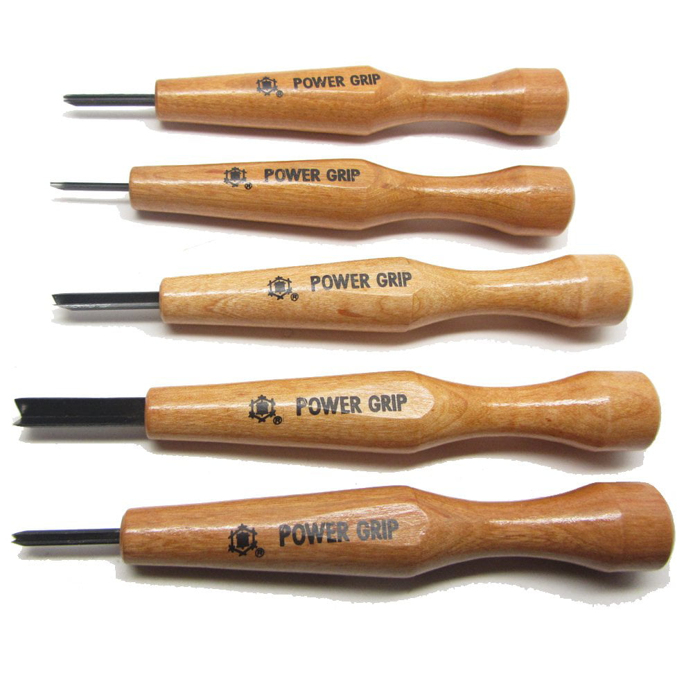 Japanese Power Grip V & U Chisel Tool Set Best for Wood-Carving  Wood-Working Detail Chipping Whittling (5 Piece Set) 