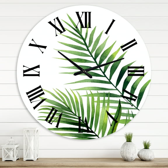 Designart 'Fern Leaves Detail Iii' Farmhouse Wall Clock