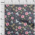 thumbnail image 1 of oneOone Cotton Poplin Gray Fabric Flower & Leaves Watercolor Craft Project Decor Fabric Print By The Yard 56 Inche Wide, 1 of 4