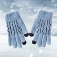 thumbnail image 2 of Gloves for Men Screen Gloves for Winter Thermals Plus Fleece Knit Cycling Gloves Blue One Size, 2 of 4
