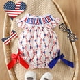 thumbnail image 2 of Gvdentm Baby Girl Clothes 4th of July Baby Girl Outfits American Flag Romper Fourth of July Ruffle Sleeve Memorial Bodysuit Clothing(White,6-12 Months), 2 of 6