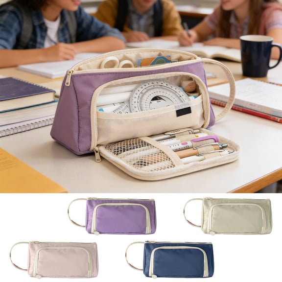 Under $5 dollars!Special Pencil Case Pouch, Large Capacity Pencil Case ForTeens High Capacity Pencil Pouch Multi-compartment With Zipper Pen Bag For Office Supplies Stationery Organizer, Purple