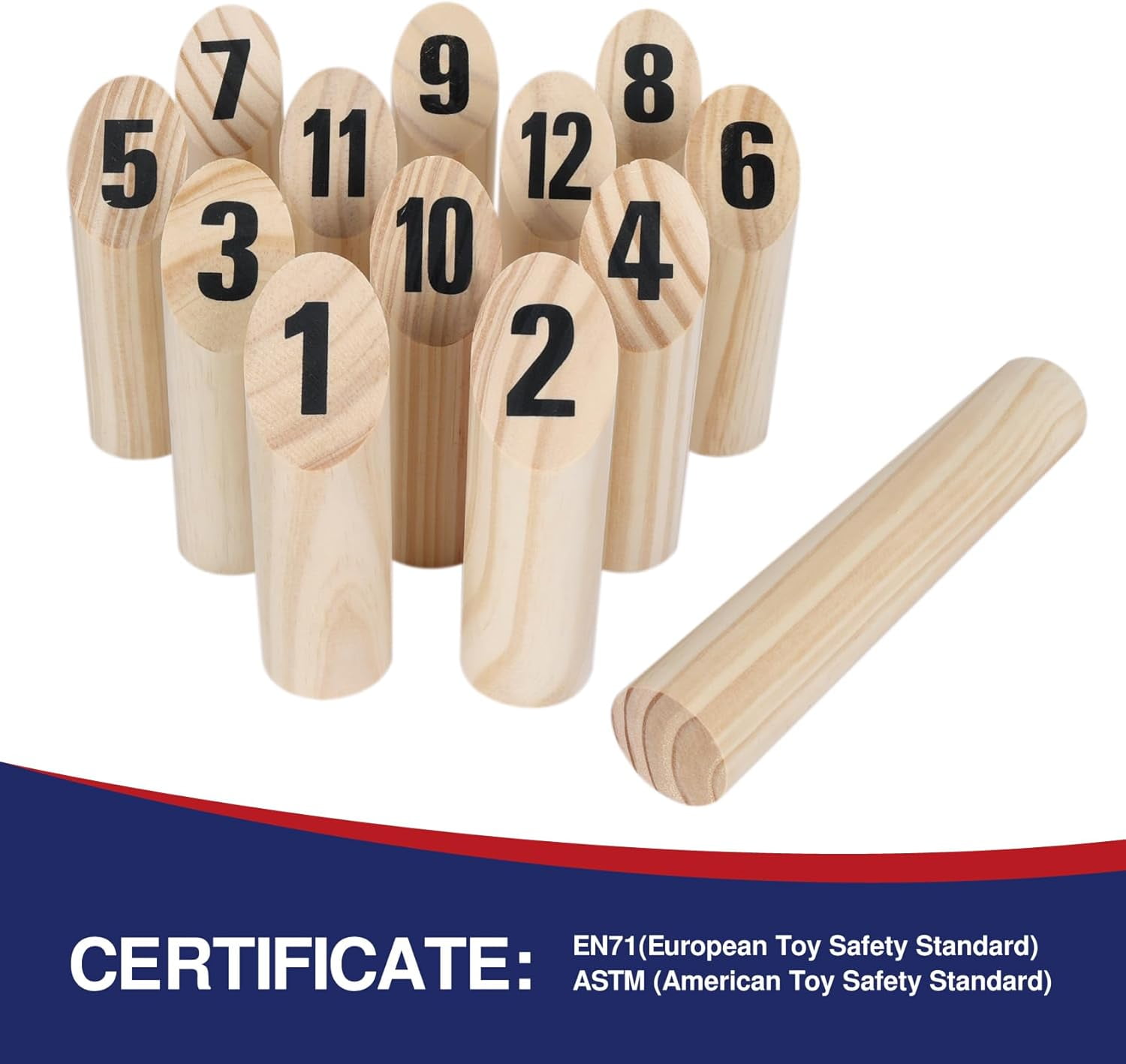 Fugocen Wooden Throwing Game - 12 Numbered Block Toss Game Set with Carrying Bag