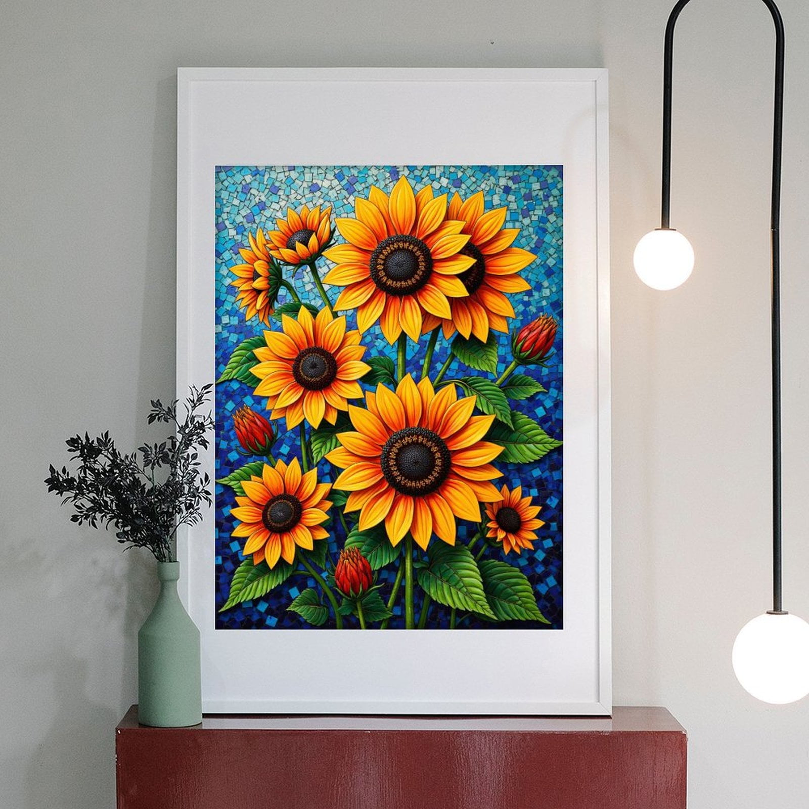 Diamond Art Kit for Adults, Sunflowers Vibrant Mosaic Artwork Diamond Painting for Adults Beginners, 5D DIY Diamond Art Painting Kits, Colorful Diamond Painting Craft for Home Decor 12x16