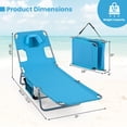 thumbnail image 3 of Gymax 2PCS Tanning ChairFolding Beach Lounge Chair w/5-Position Adjustable Backrest Turquoise, 3 of 10