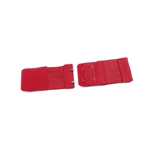 INSPIRE CHIC Women's 2 Pcs Stretchy Bra Extenders, 2x2/2x3/2x4 Hooks Elastic Back Bra Extension Strap Bra Band Red 2 Rows 2 Hooks