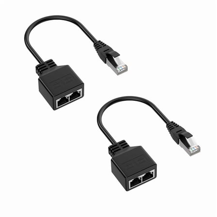 RJ45 Splitter Adapter LAN Ethernet Extender 1 Male to 2 Female Cable for Cat5 Cat5e Cat6 Cat7 (Pack of 2)