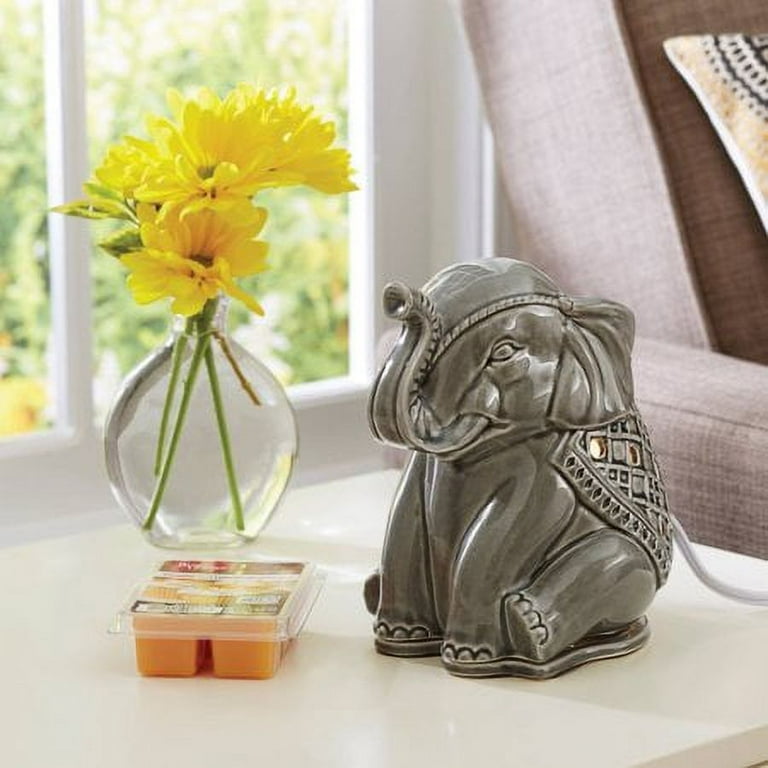 Plug-in Ceramic Elephant Night Light Wax Melt Oil Burner Electric Aroma,  Home Decor, Wax Warmer Plug in and 2 X Snap Bars 