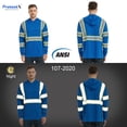 thumbnail image 4 of ProtectX High Visibility Long Sleeve Shirts Reflective Hi Vis Safety Shirt for Men Class 3 Construction Shirt 1 Pack Hoodie Blue X Large, 4 of 6