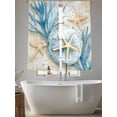thumbnail image 5 of Vintage Ocean Sheer Curtains 72 Inch Long 2 Panels, Blue Watercolor Coral Starfish Coastal Light Filtering Rod Pocket Curtains, Sheer Voile Drapes for Living Room Bedroom, 52"x72", 5 of 8