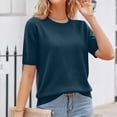thumbnail image 5 of Resicozy Womens Short Sleeve Sweaters Cropped Crewneck Business Casual Lightweight Sweater Tops 2026 Spring Summer Sweaters Dark Blue S, 5 of 7