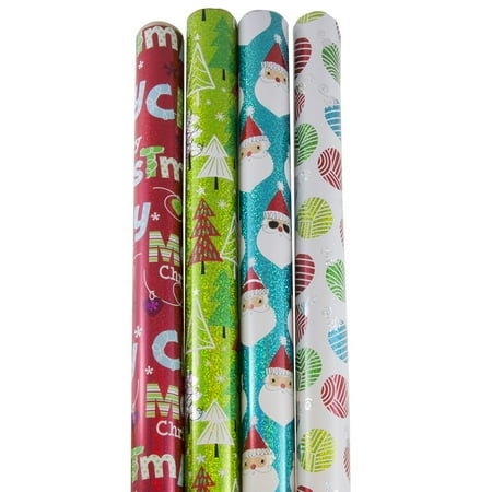 JAM Paper Christmas Wrapping Paper, 4ct