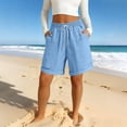 thumbnail image 5 of Only Moment Womens Shorts Jute Summer Casual Elastic High Waisted Wide Leg Cute Dressy 2026 Vacation Beach Clothes Swim Shorts Sky Blue,S, 5 of 7