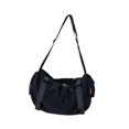 thumbnail image 4 of Bolso de hombro para hombre, de nailon, moderno, con cierre de cremallera, correa ajustable, bolso de gimnasio, bandolera Negro, 4 of 9