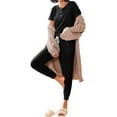 thumbnail image 4 of Fantaslook Pajamas Sets for Women Short Sleeve Henley Shirt and Pants With Drawstring Casual Lounge Wear Sets Summer Outfits, 4 of 8