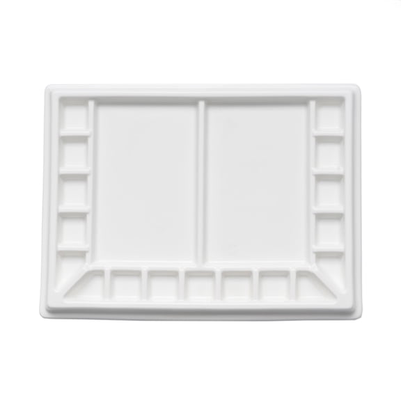 Artist's Loft Porcelain Rectangle Paint Palette - 19-Well Large Mixing Tray for Watercolor and Gouache - White - 13.1" x 9.7" - 1-Pack