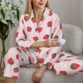 thumbnail image 4 of Wukai Strawberry Floral Print Women's Pajama Set - Soft Long Sleeve Sleepwear for Comfort and Style-Small, 4 of 9