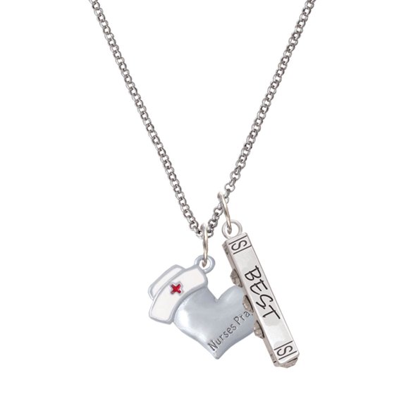 Delight Jewelry Silvertone Nurse's Prayer Heart - Lord Guide Silvertone Best Friends Forever Bar Charm Necklace, 23"