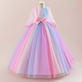 thumbnail image 2 of TAIAOJING Toddler Girls Gradient Rainbow Tutu Princess Dress With Bow Detail Long Sleeve Party Gown For Birthday & Dance Recital Fashionable 5-6Y, 2 of 7