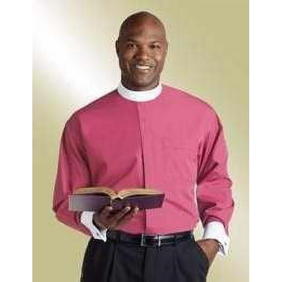 Clerical Shirt-Long Sleeve Banded Collar & French Cuff-19x34/35-Fuchsia
