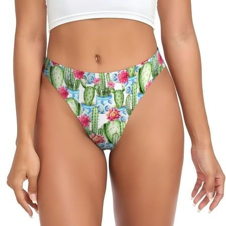 Sigee Flowers and Cactus for Women s G-String Panty  Low Rise  Soft Lace Perfect for Everyday Wear or Special Occasions-X-Small