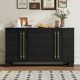 thumbnail image 3 of 4-Door Accent Cabinet, Modern Storage Cabinet Furniture, Wood Buffet Sideboard with Adjustable Shelves, Atumon Storage Cabinet for Kitchen Living Room Entryway Hallway, 60"L x 15.7"W x 33.8"H, Black, 3 of 10