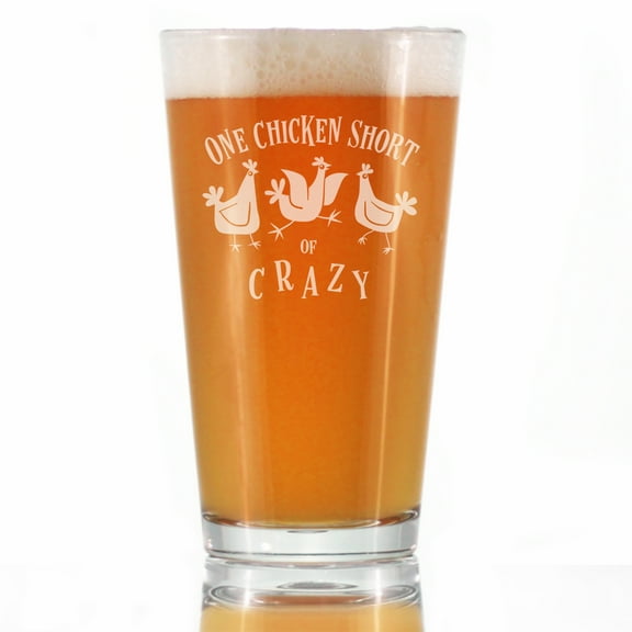 Bevvee Pint Glass 16 oz Crazy Chicken Chicken Enthusiast Gifts Beer Glasses